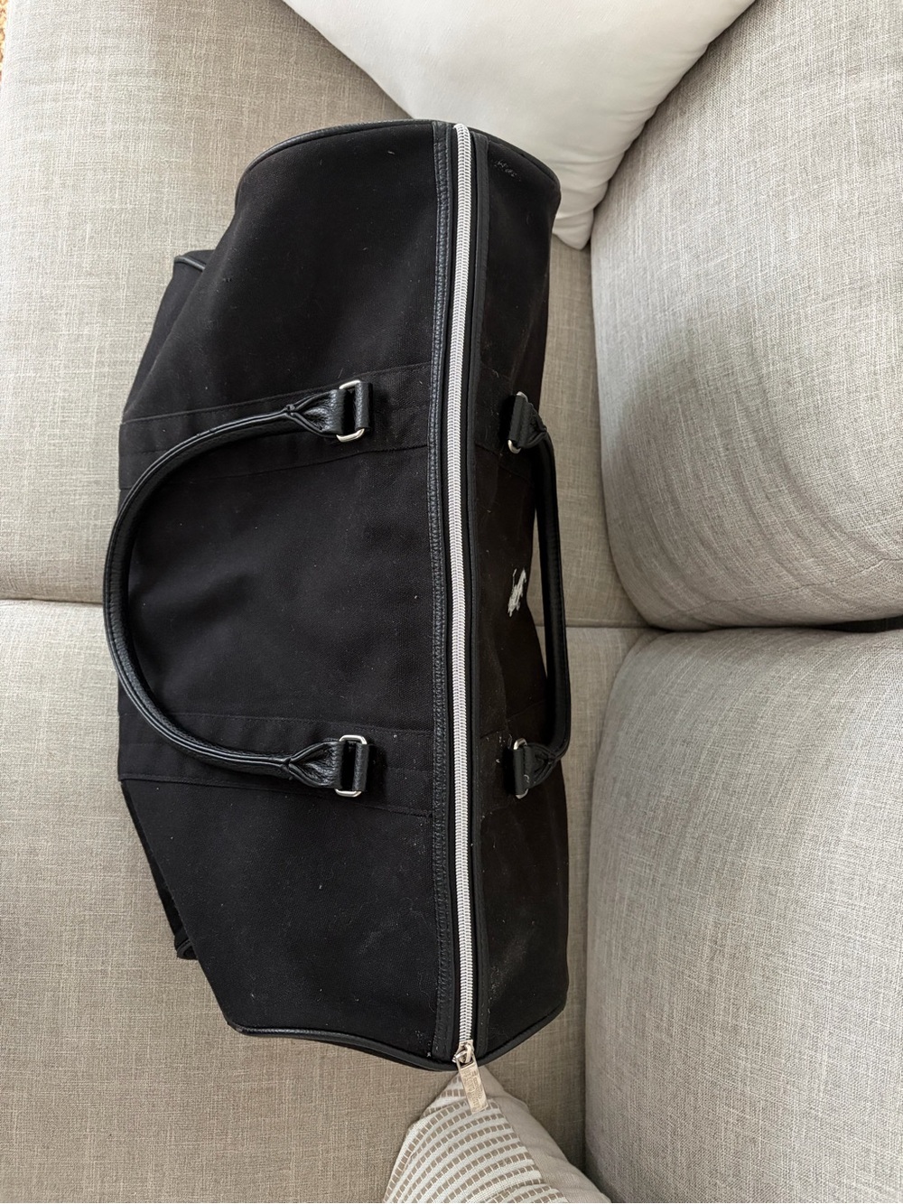 Polo by Ralph Lauren Black Canvas Duffel with White Polo Player Logo - Picture 2 of 5